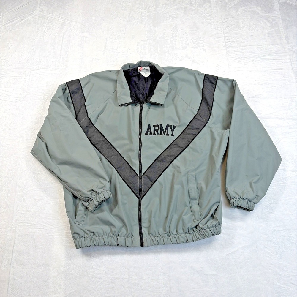 Skilcraft US Army IPFU Training Jacket Mens XL Gray Reflective V-Stripe Nylon